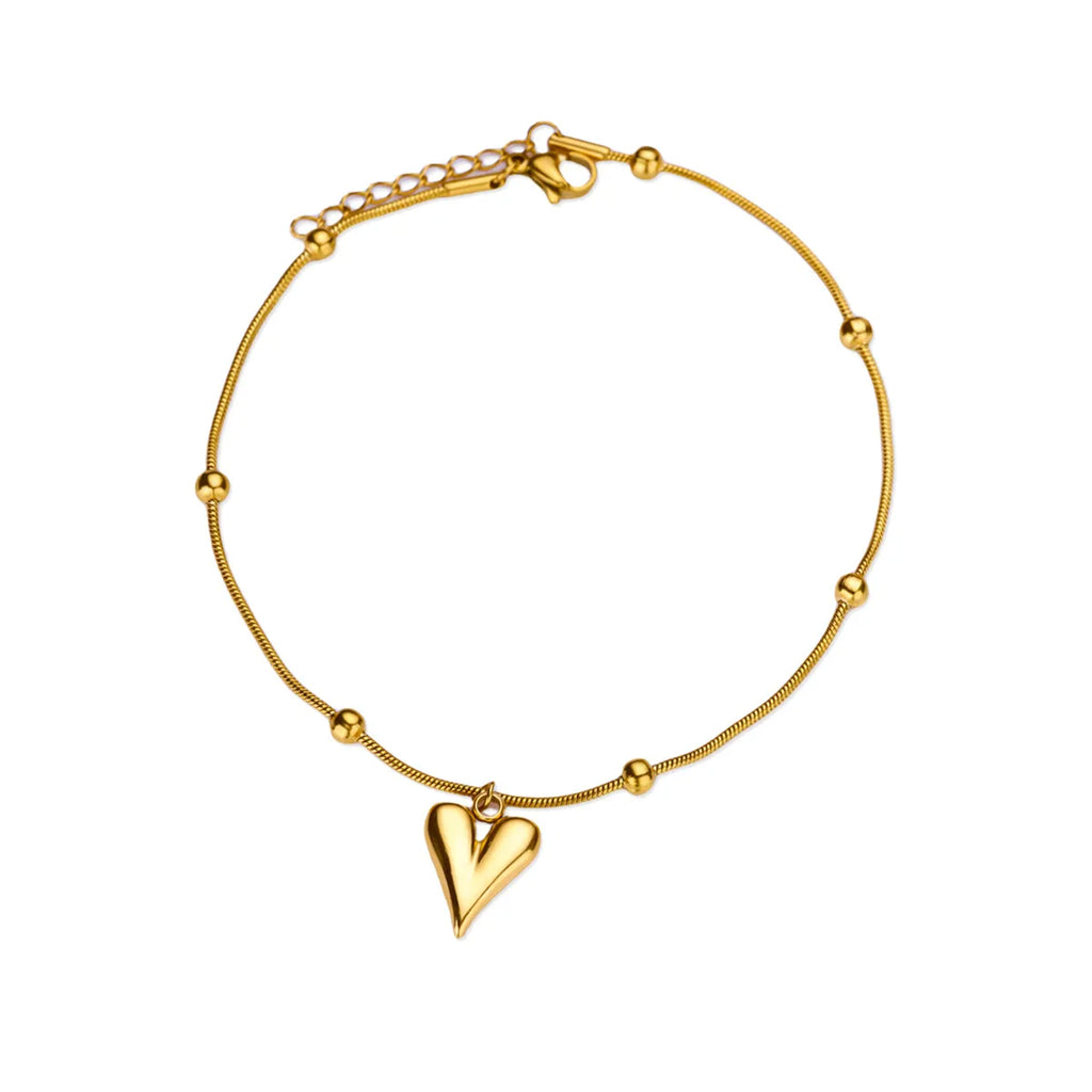 Brățară cu inimă placată cu aur 18K, din oțel inoxidabil, design minimalist elegant