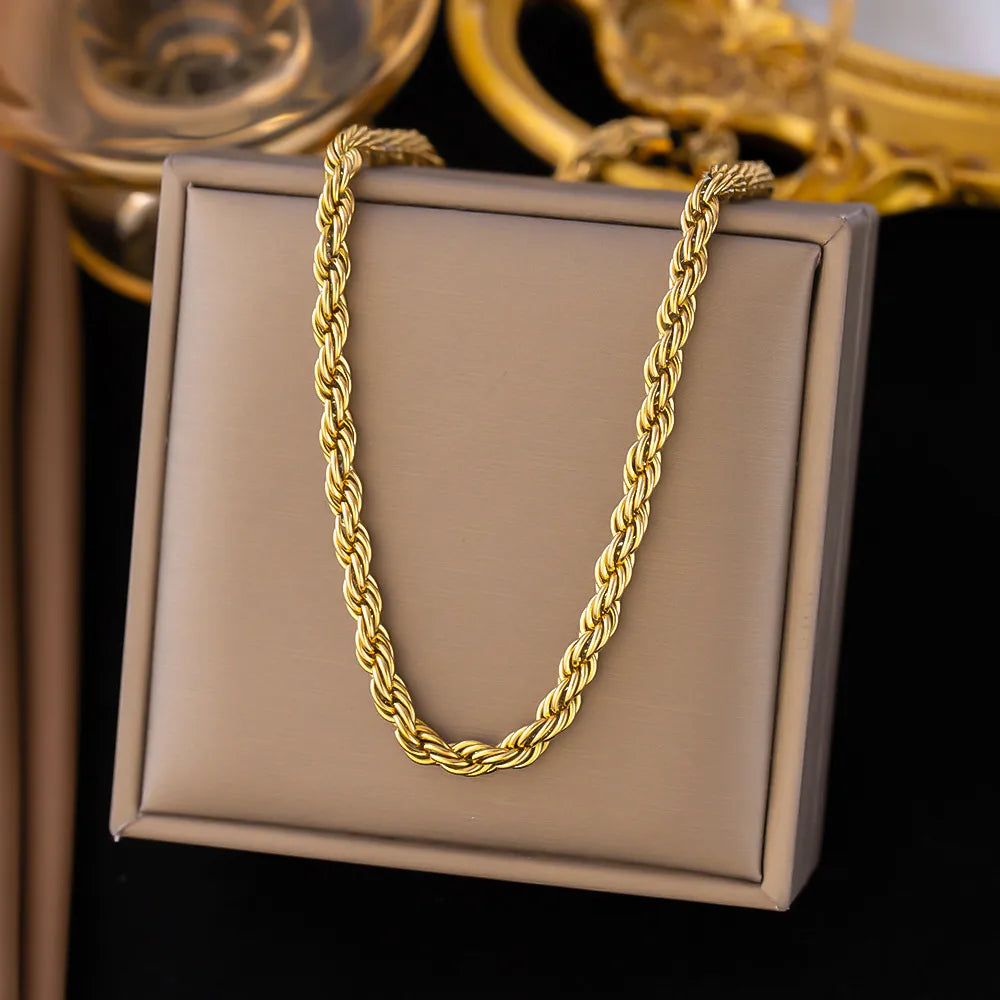 Lanț Masculin/Feminin Placat Aur 18K – Model Împletit Lux