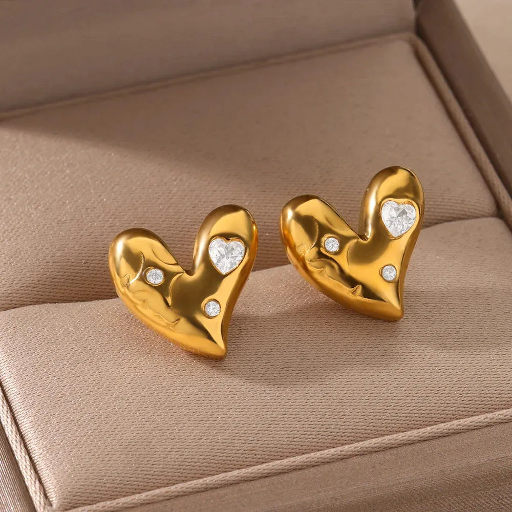 Cercei Sweet Heart – Placare Aur 18K, Stil IG, Rezistenți la Apă