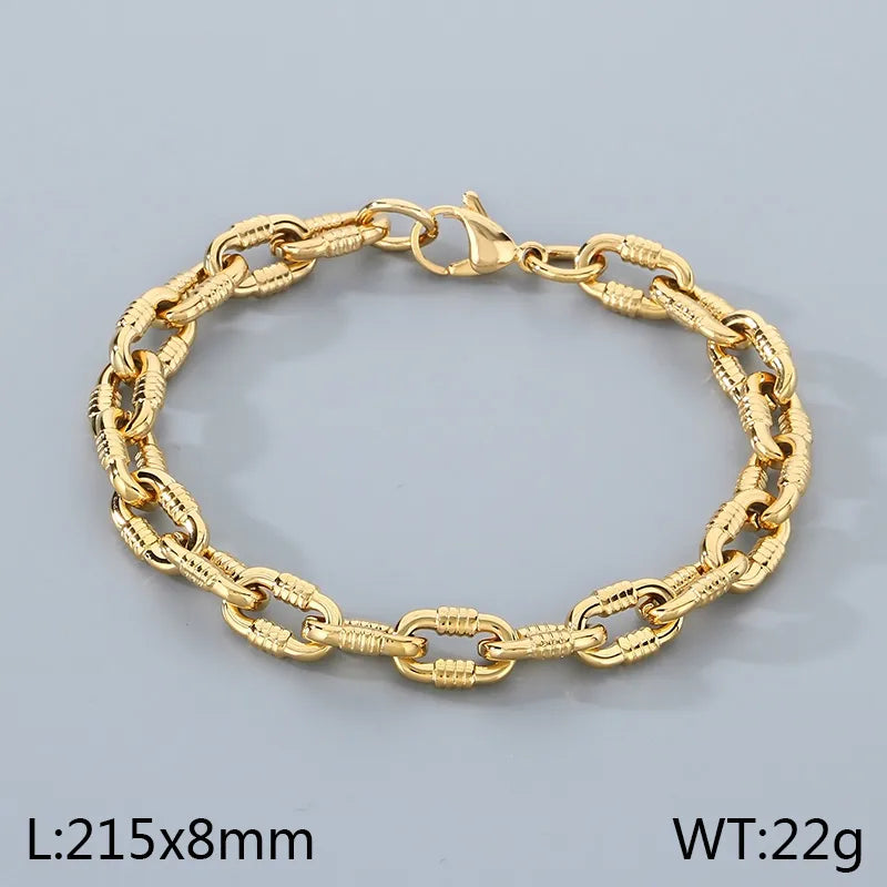 Men's Chain Bracelet 18K Gold Plated – 304 Stainless Steel, Modern Design