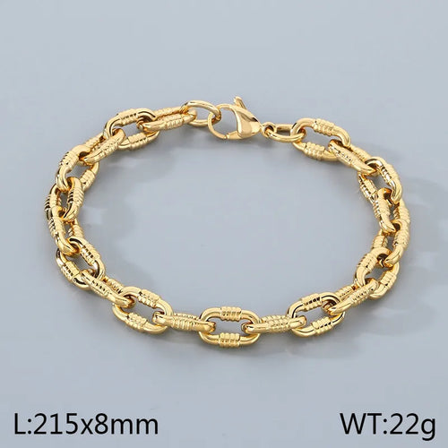 Men's Chain Bracelet 18K Gold Plated – 304 Stainless Steel, Modern Design