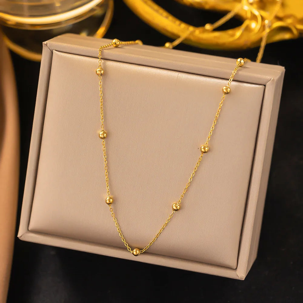 Colier Minimalist cu Biluțe 18K Gold Plated – Elegant și Delicat